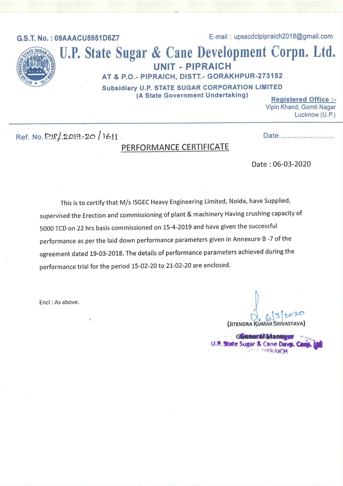 U.P State Corp., Pipraich PC_5000 TCD Sugar Plant_1